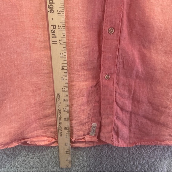 Islander 100% Linen Men's Long Sleeve Button Up Shirt Size Large Peach Orange - Picture 10 of 10